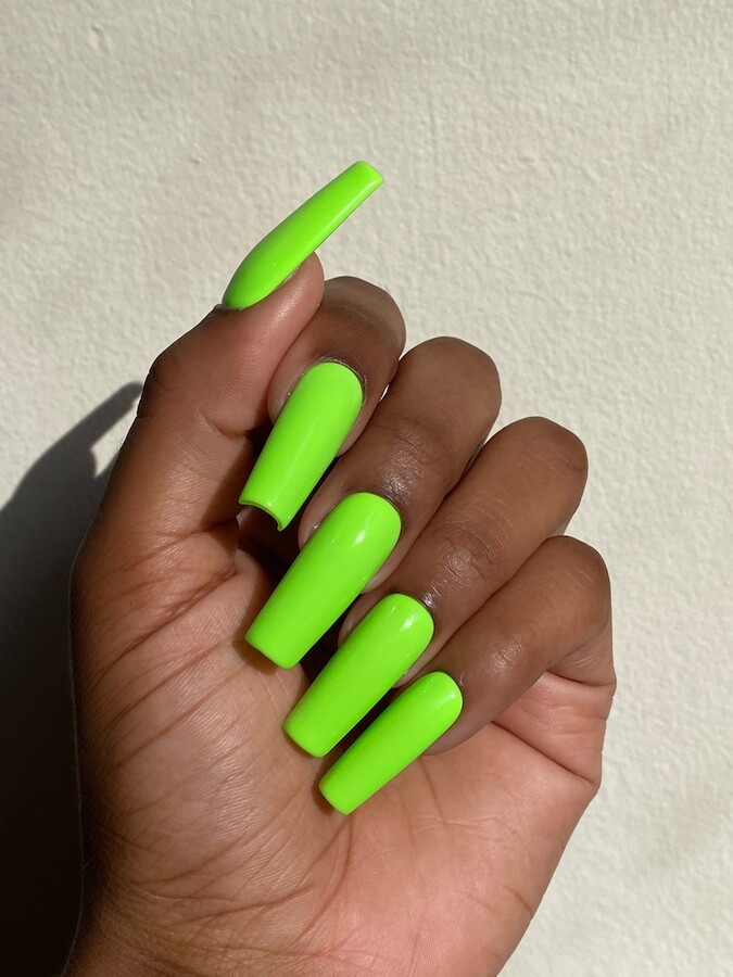 limeade neon green press on nails press on nails handmade nails long square nails